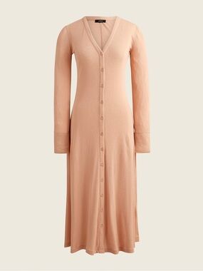 NWT J. CREW Ribbed button-front knit dress Peach Pink Size Large Retails $98